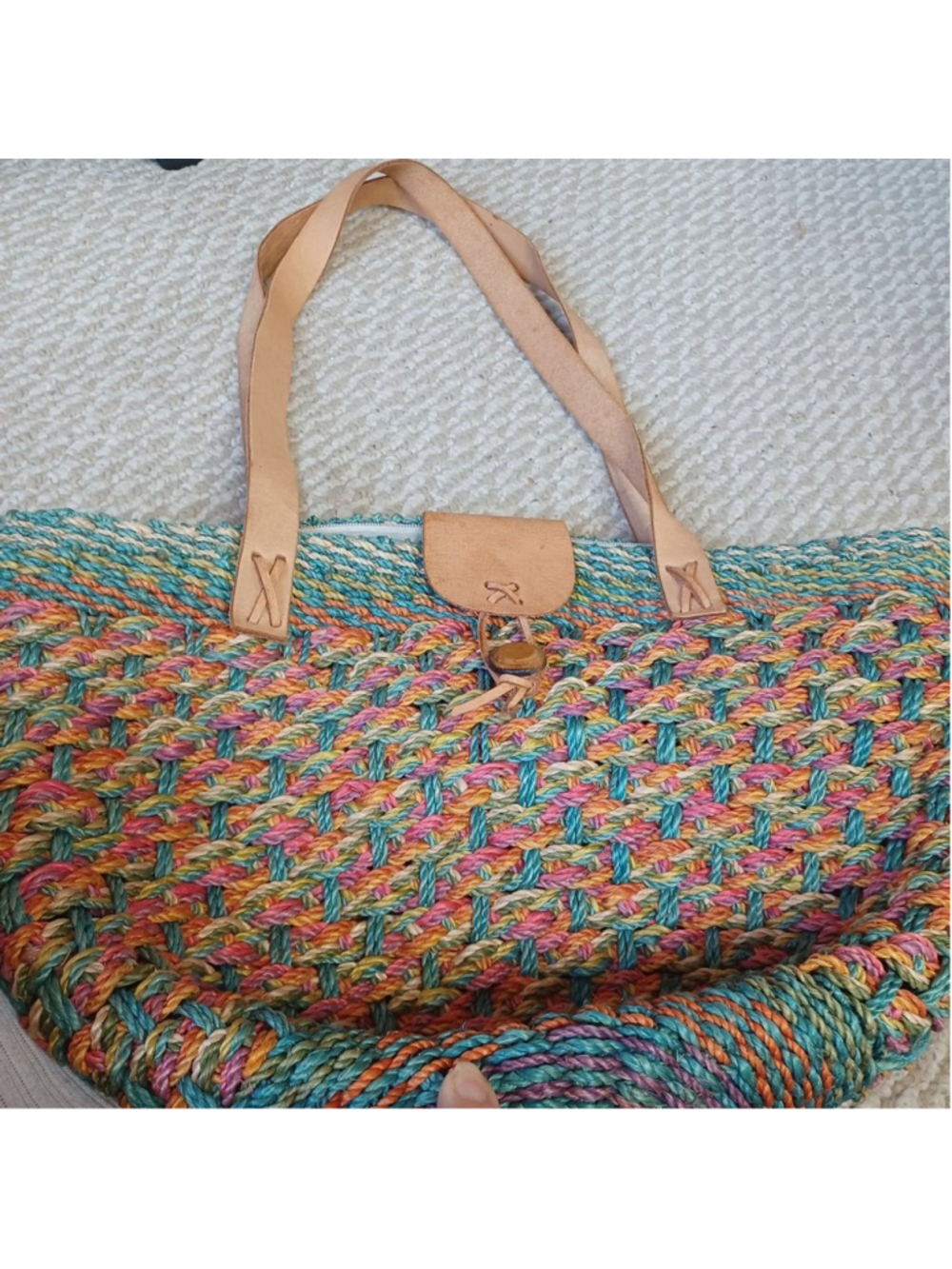 Vintage Rattan bag multi-colored